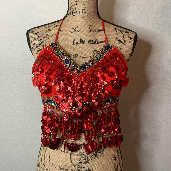 Tops - NWOT Beaded Jeweled Boho Belly Dancer Top